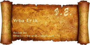 Vrba Erik névjegykártya
